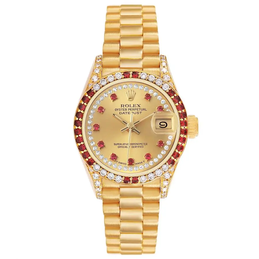 President Datejust (Reference 69038). A 26mm yellow gold diamond and