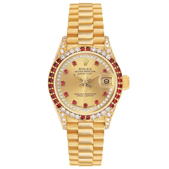 President Datejust (Reference 69038). A 26mm yellow gold diamond and