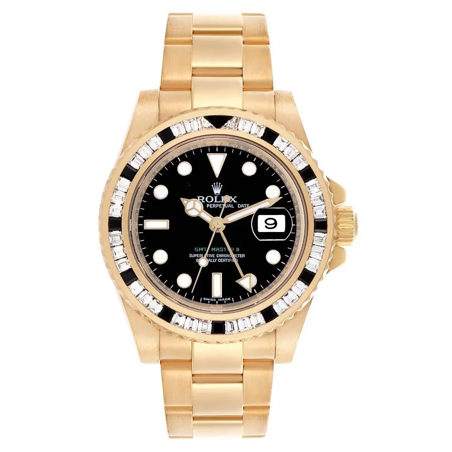 GMT-Master II (Reference 116748SANR). A 40mm yellow gold diamond sapphire-set