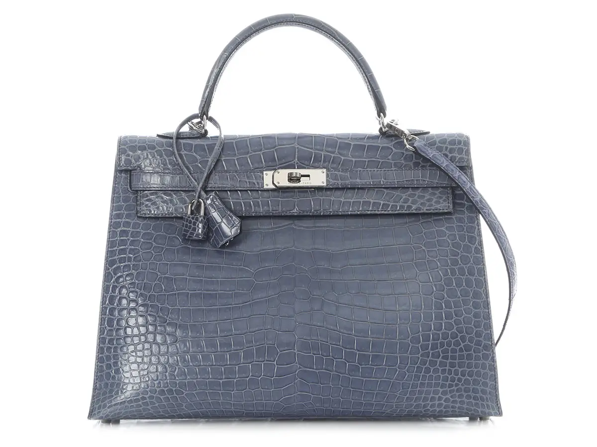 Bleu Brighton Shiny Porosus Crocodile Sellier Kelly 35 Palladium Hardware, 2009