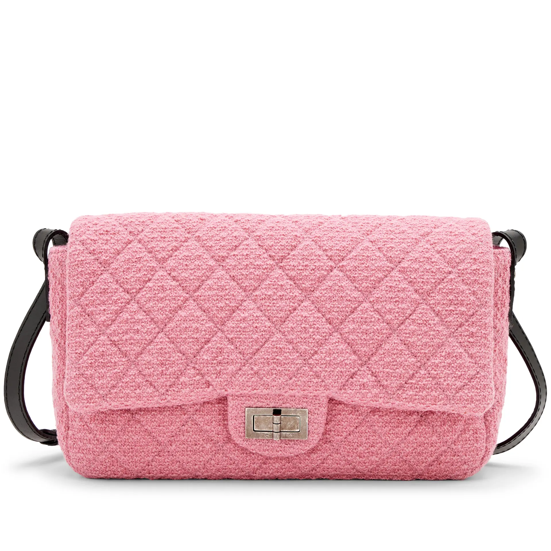 Pink Quilted Tweed Easy Reissue Mademoiselle Messenger Bag Ruthenium