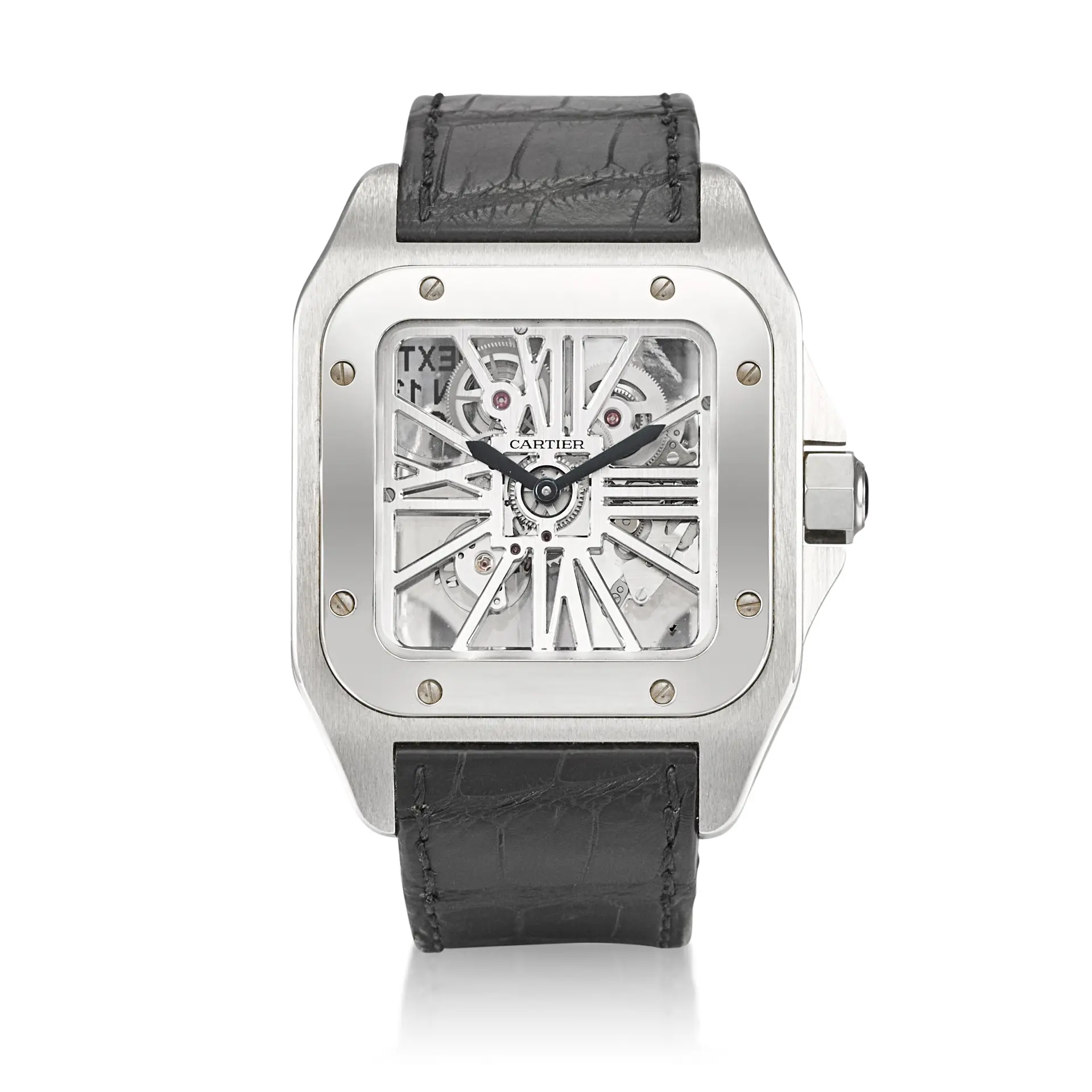 Santos Skeleton 100 (Reference W2020018). A 54.5mm palladium skeletonised