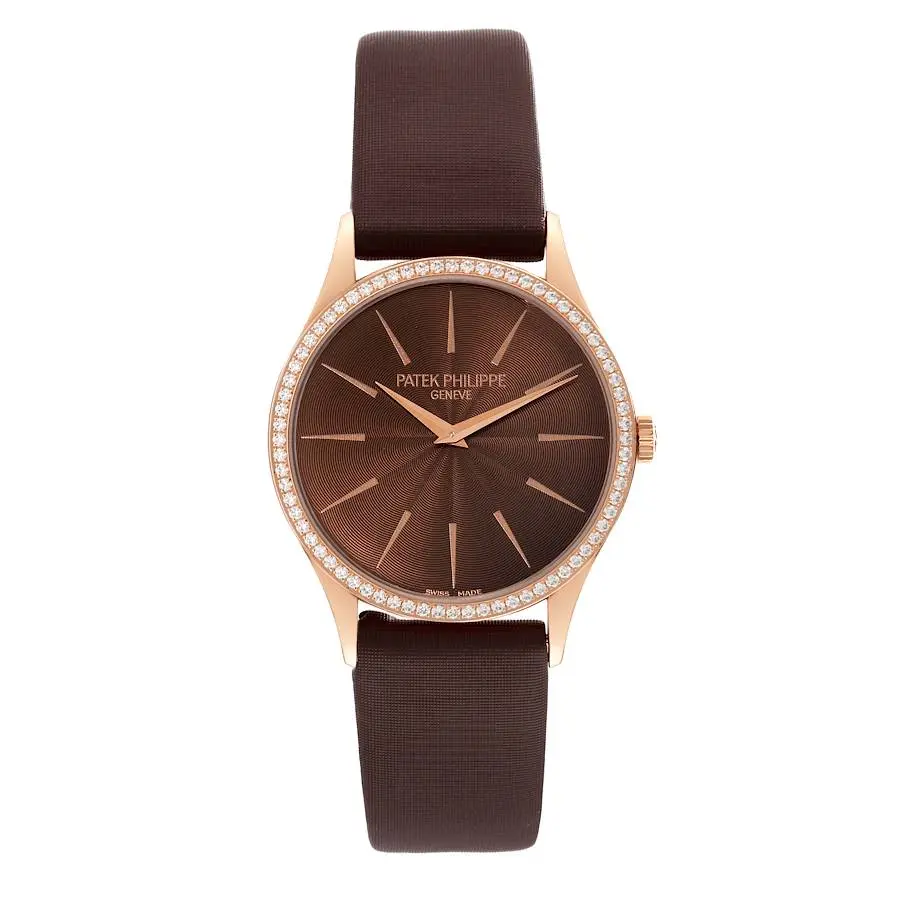 Calatrava (Reference 4897R-001). A 33mm rose gold diamond-set manual
