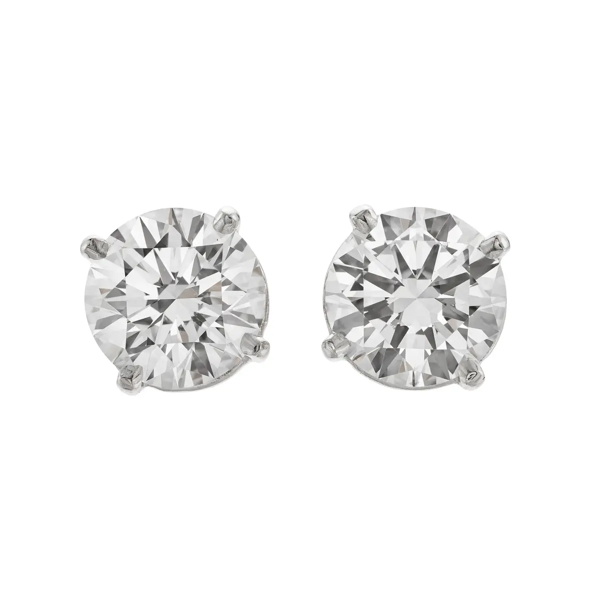 Platinum and 3.04ctw Round Brilliant Cut Diamond Stud Earrings