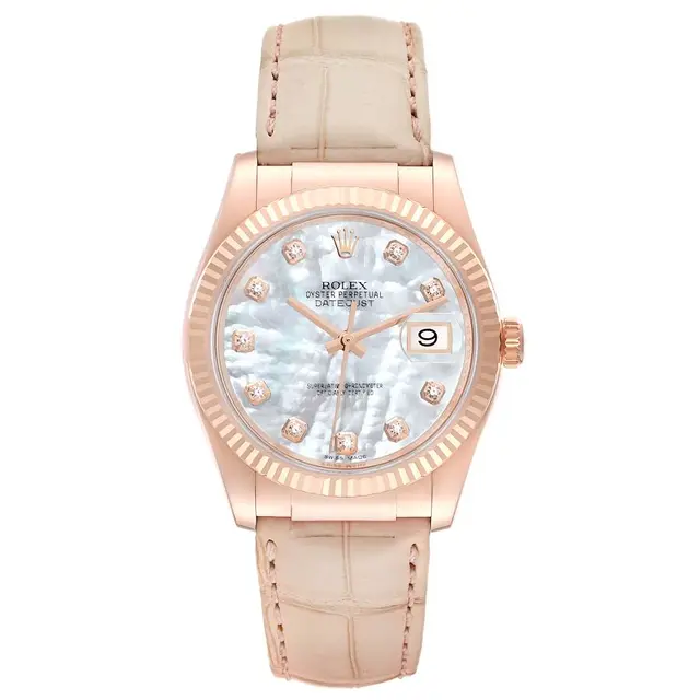 Datejust (Reference 116135). A 36mm rose gold diamond-set automatic