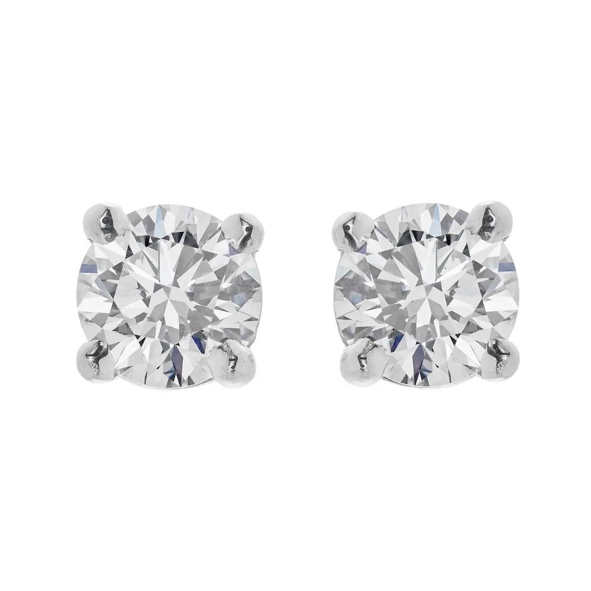 Platinum and 1.14ctw Round Brilliant Cut Diamond Stud Earrings