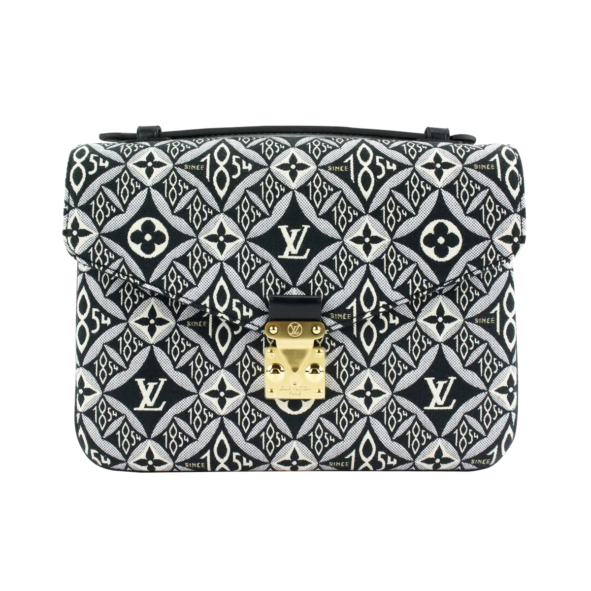 Black Since 1854 Jacquard Textile Pochette Metis Gold Tone Hardware