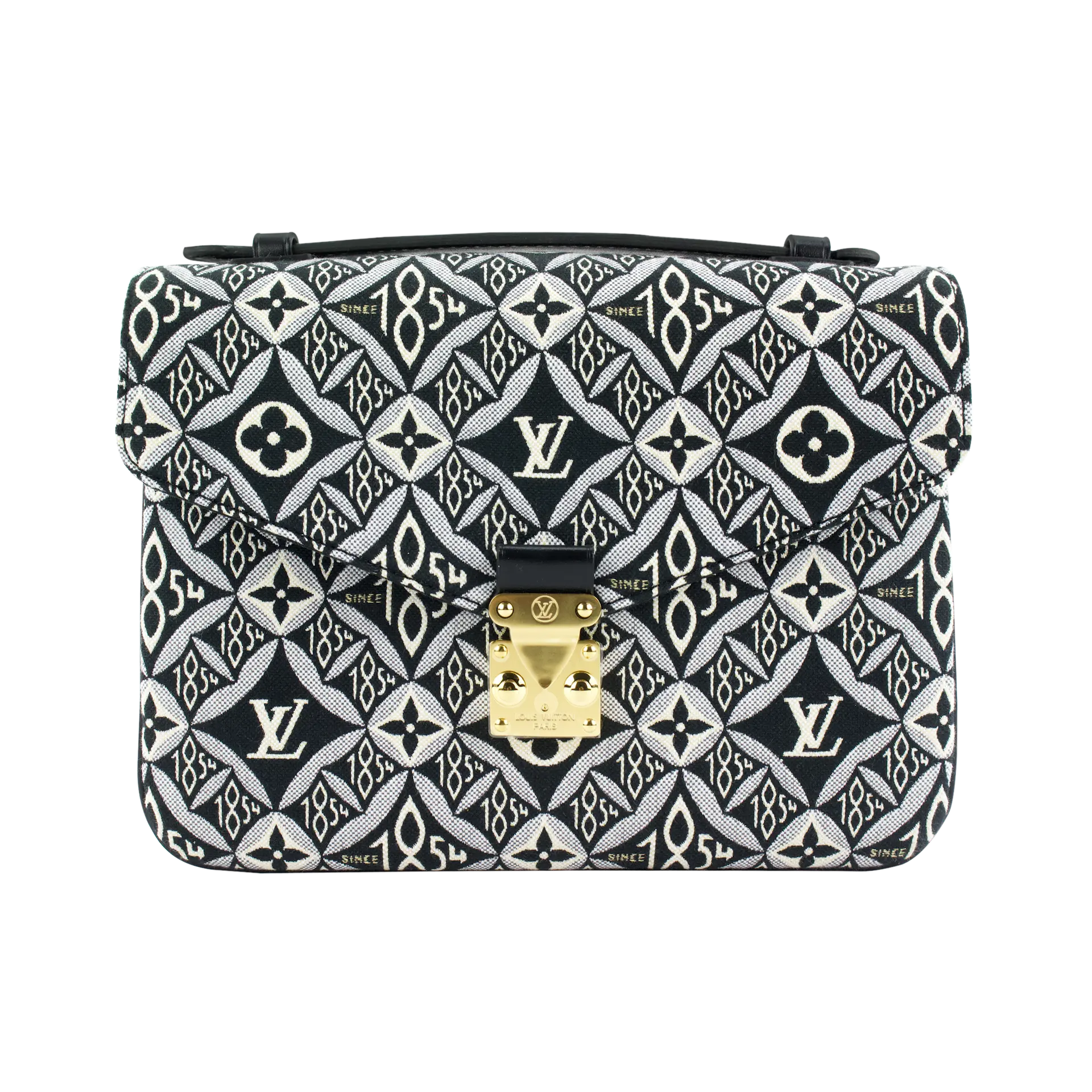 Black Since 1854 Jacquard Textile Pochette Metis Gold Tone Hardware