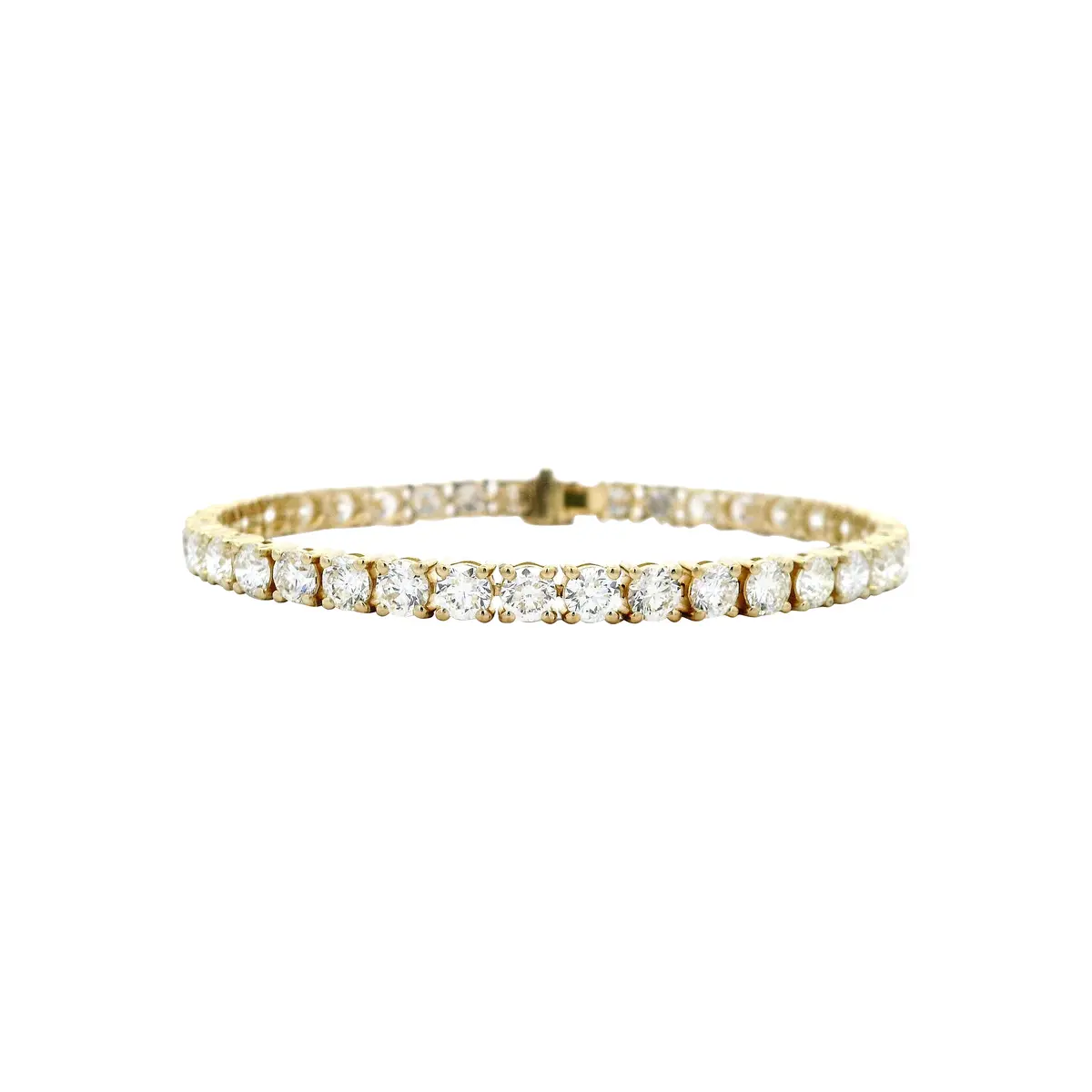 Gold and 11.40ctw Round Brilliant Cut Diamond Tennis Bracelet