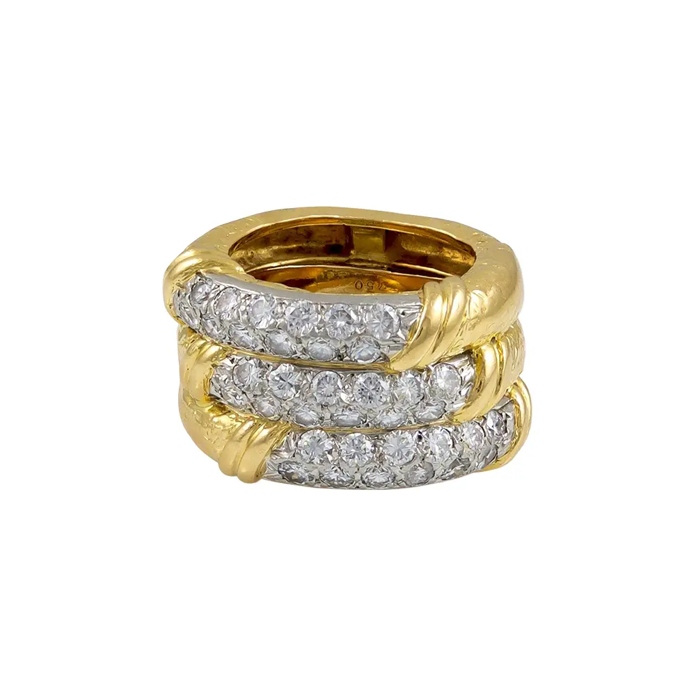Gold, White Gold and Diamond Ring