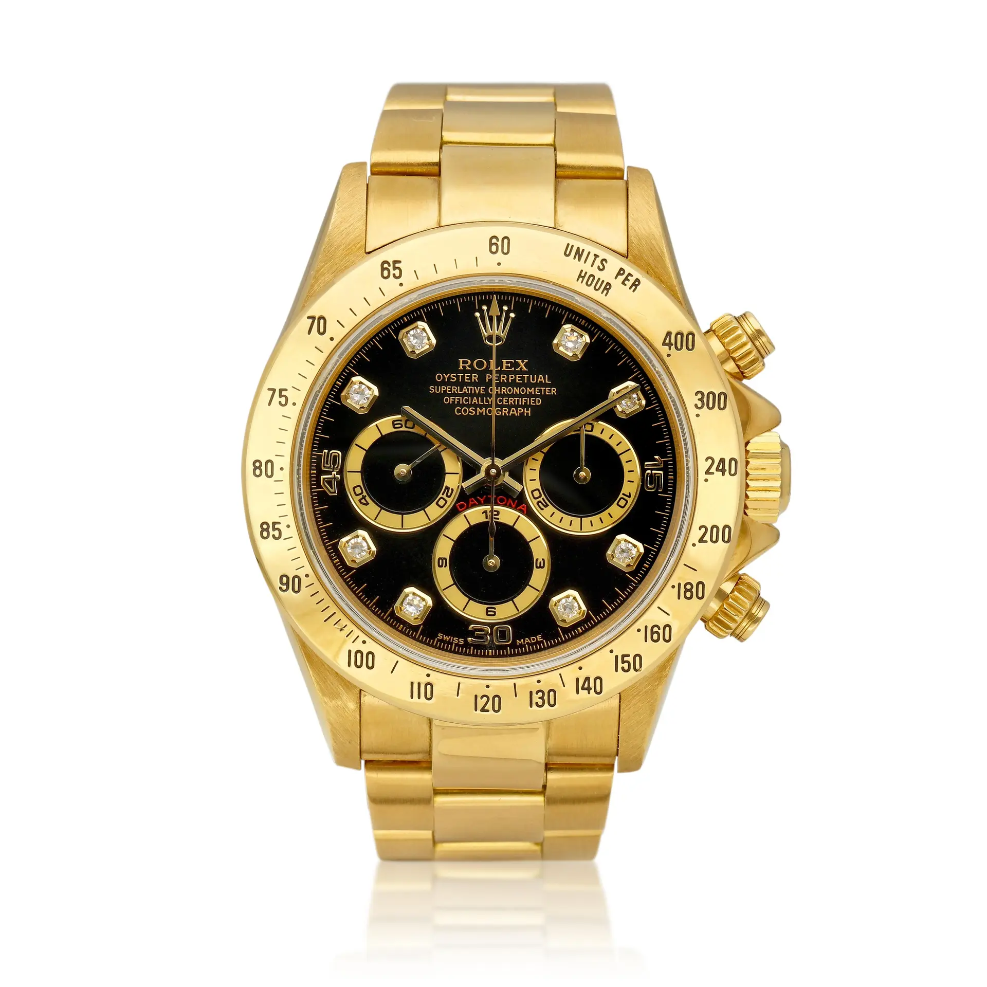 Cosmograph Daytona (Reference 16528). A 40mm yellow gold diamond-set
