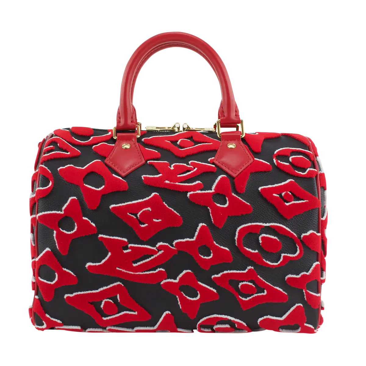 Black and Red Tufted Monogram Canvas Speedy Bandoulière 25 and Strap