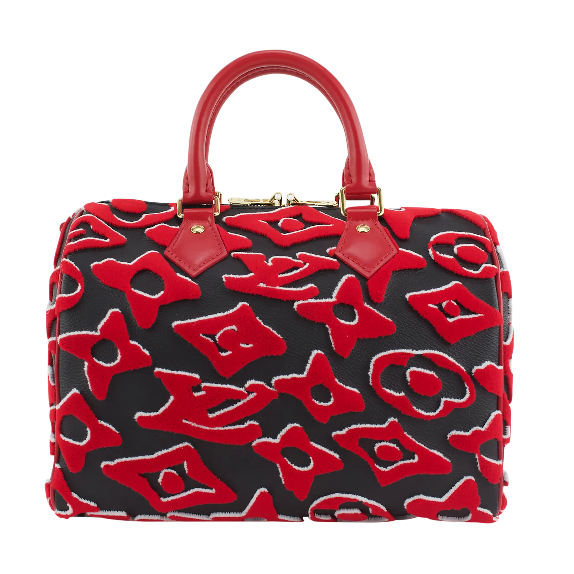 Black and Red Tufted Monogram Canvas Speedy Bandoulière 25 and Strap