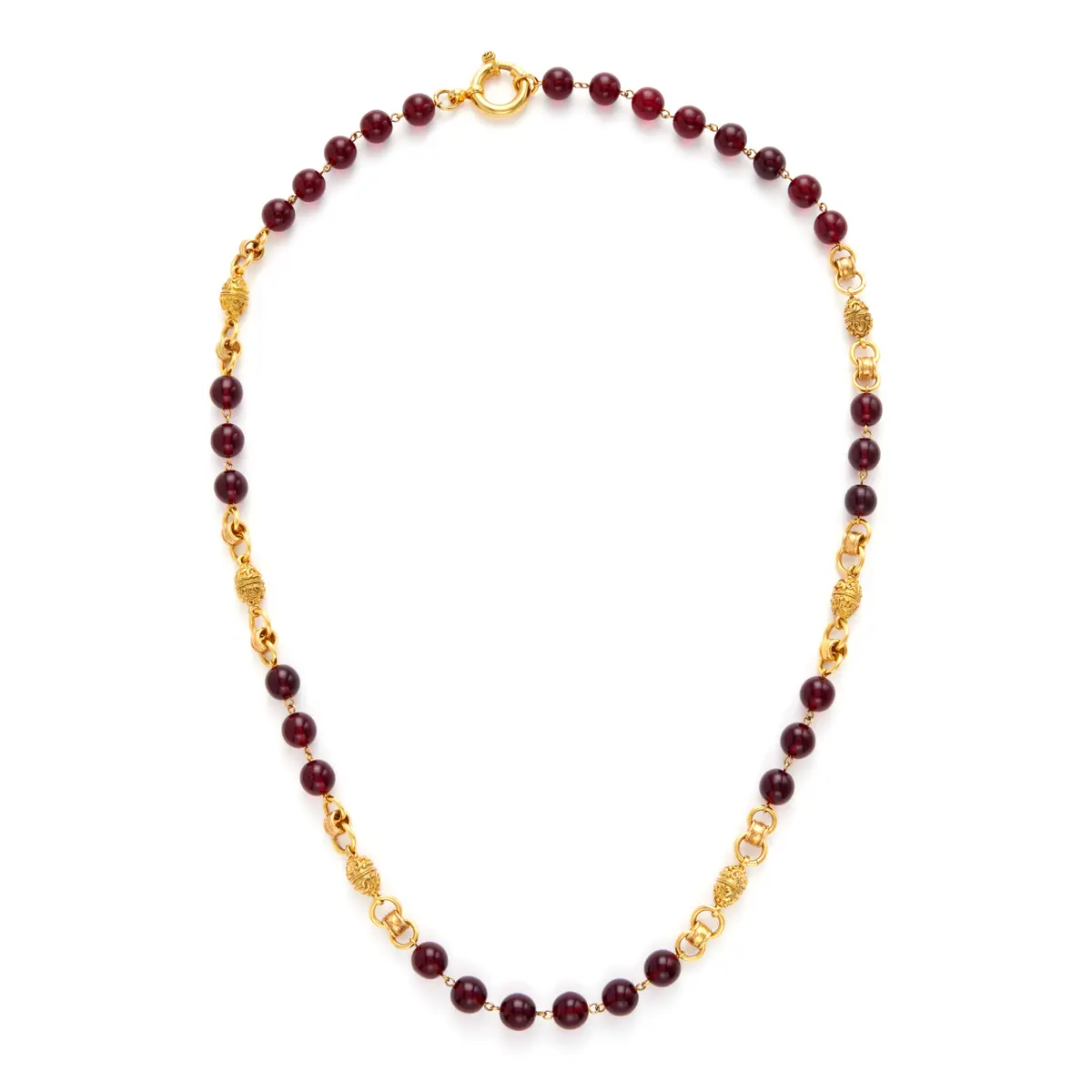 Red Gripoix and Gold Metal Bead Necklace, 1994