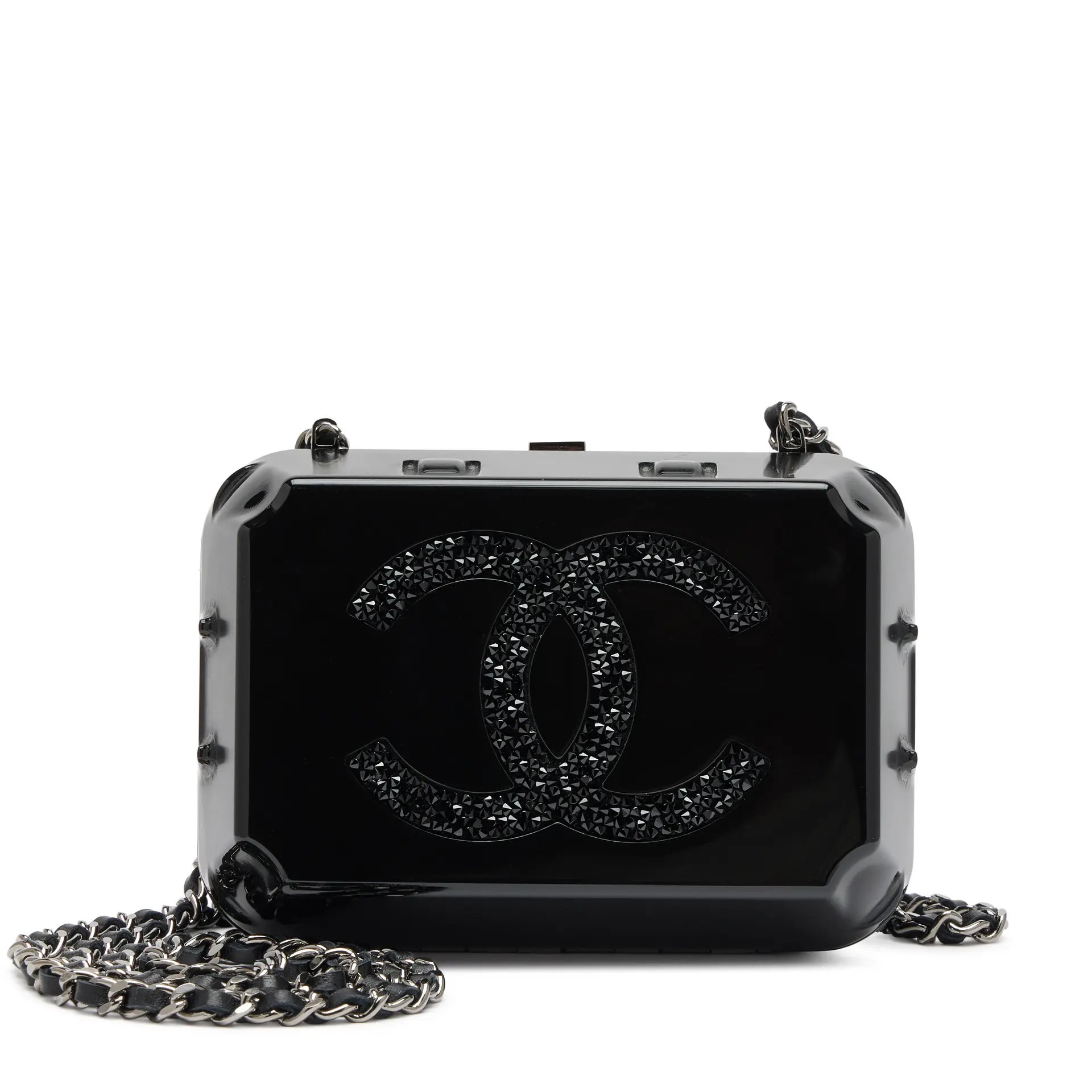Black Plexiglass Supermarket Egg Carton Minaudière Strass CC Jewelry
