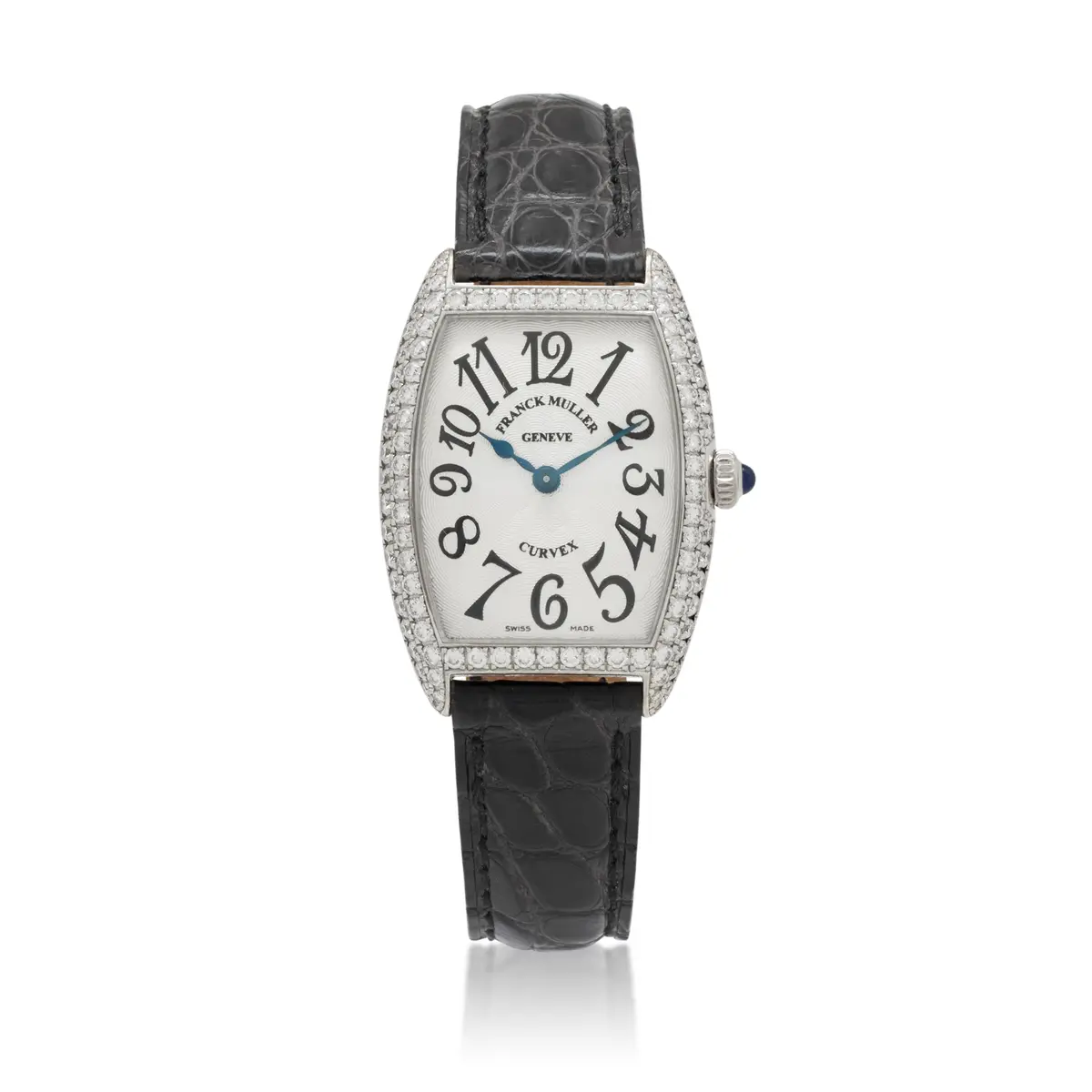 Cintrée Curvex (Reference 1752 QZ D). A 35mm white gold diamond-set