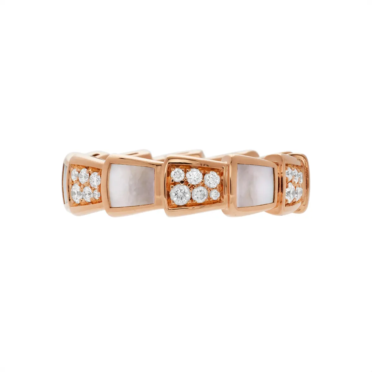 Rose Gold, Diamond and Mother of Pearl Serpenti Viper Ring