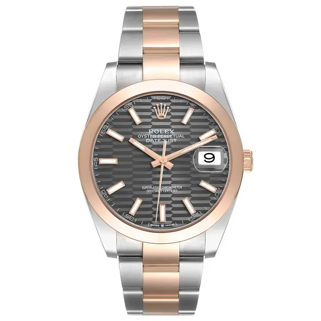 Datejust (Reference 126301). A 41mm rose gold stainless steel automatic
