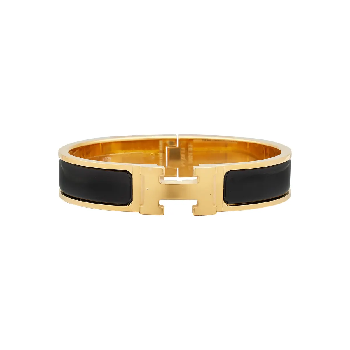 Black Enamel Clic Clac H Bracelet PM Gold Hardware