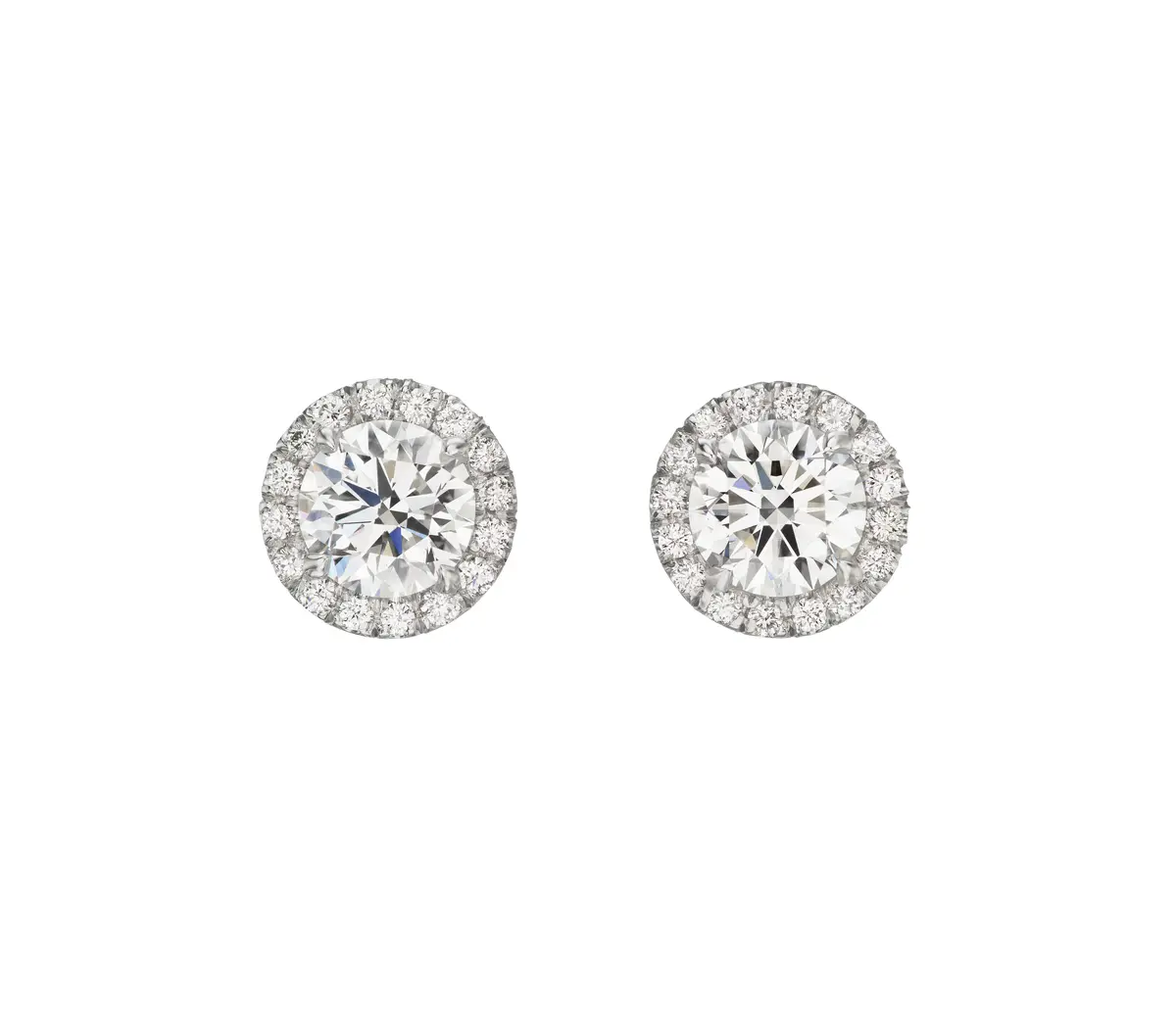 Platinum and 4.02ctw Round Brilliant Cut Diamond Stud Earrings