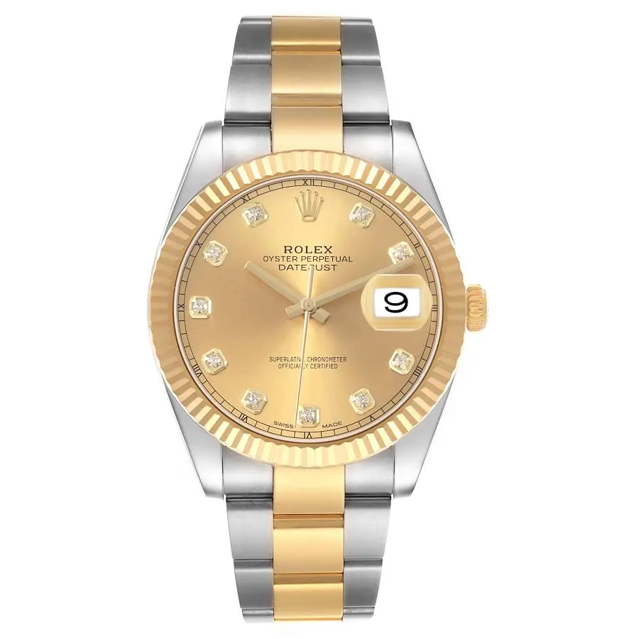 Datejust (Reference 126333). A 41mm yellow gold stainless steel diamond-set
