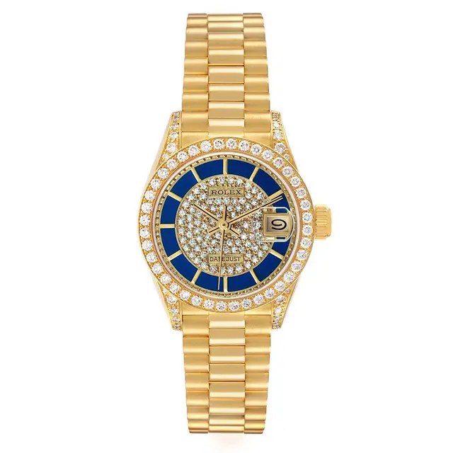 President Datejust Lapis Lazuli Dial (Reference 69158). A 26mm yellow