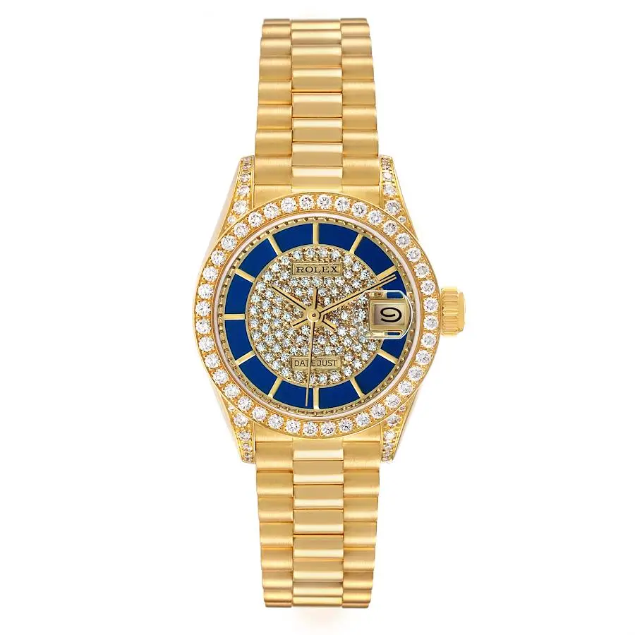 President Datejust Lapis Lazuli Dial (Reference 69158). A 26mm yellow