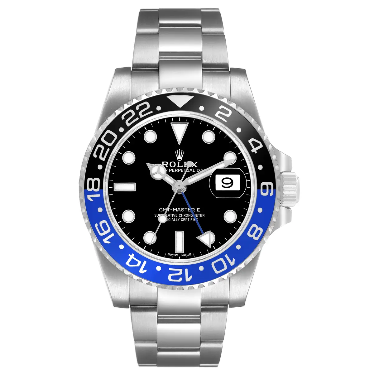 GMT-Master II 'Batman' (Reference 116710BLNR). A 40mm stainless steel