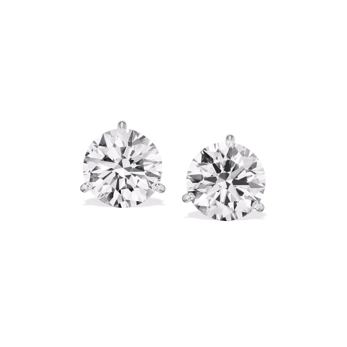 Platinum and 2.80ctw Round Brilliant Cut Diamond Stud Earrings