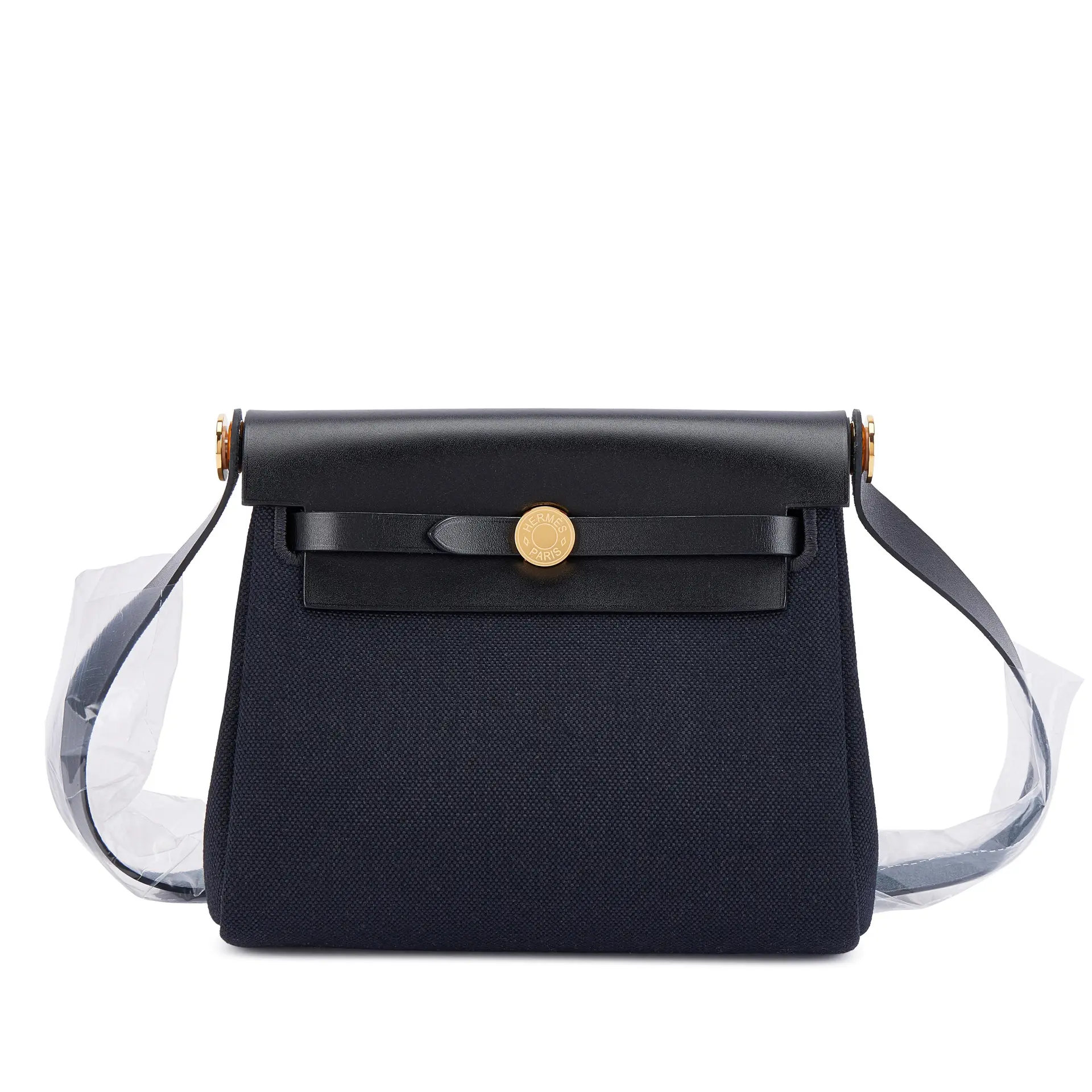 Hermès Black Vache Hunter and Toile Mini Herbag Zip 20 Gold Hardware, 2026