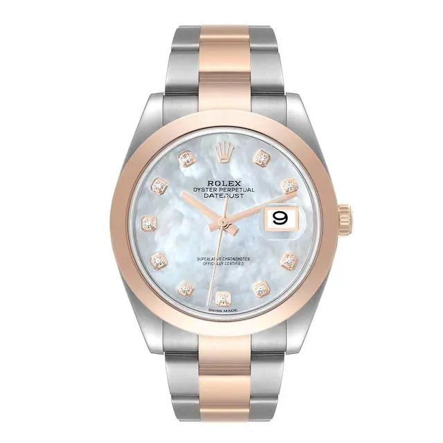 Datejust (Reference 126301). A 41mm rose gold stainless steel diamond-set
