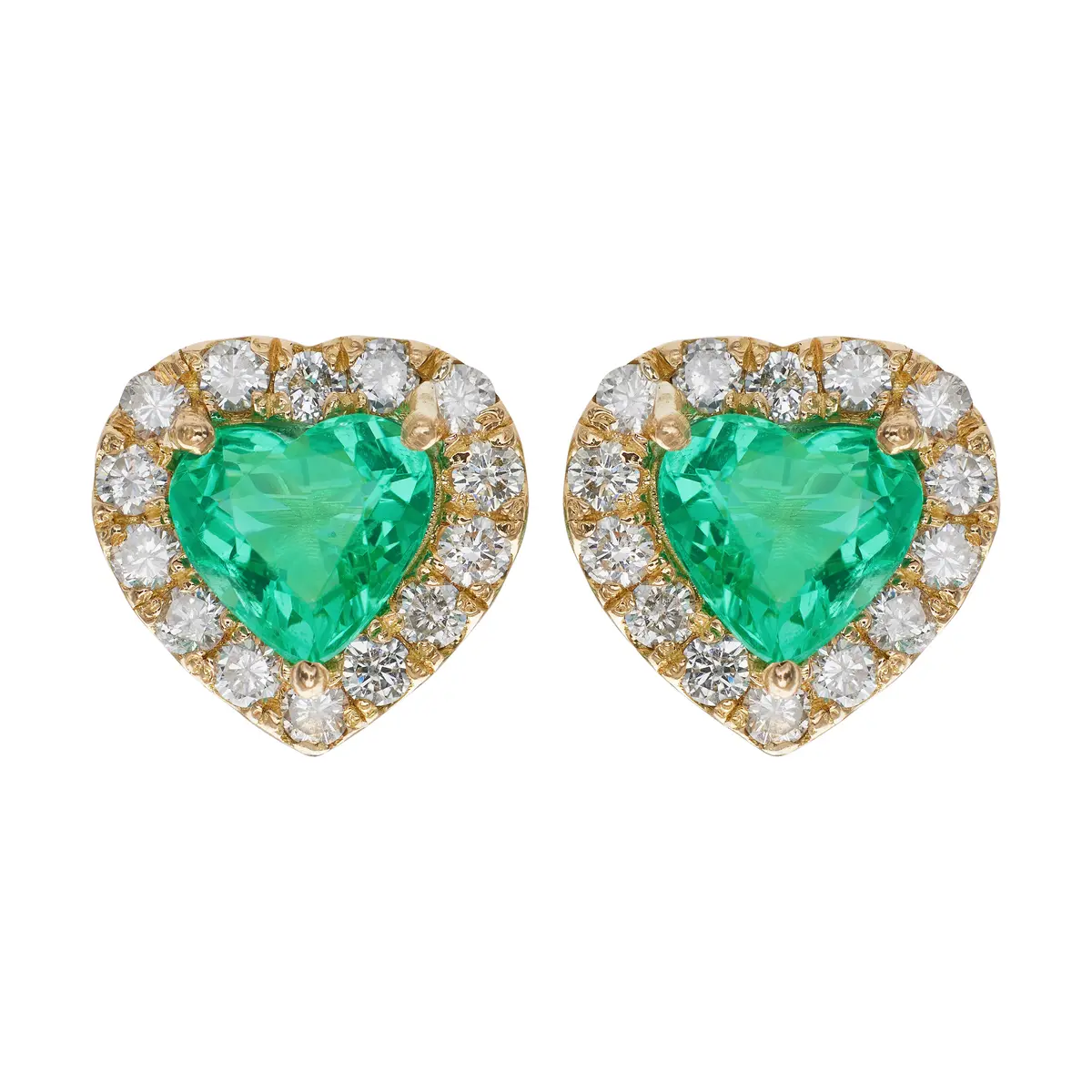 Gold, 2.70ctw Emerald and Diamond Earrings