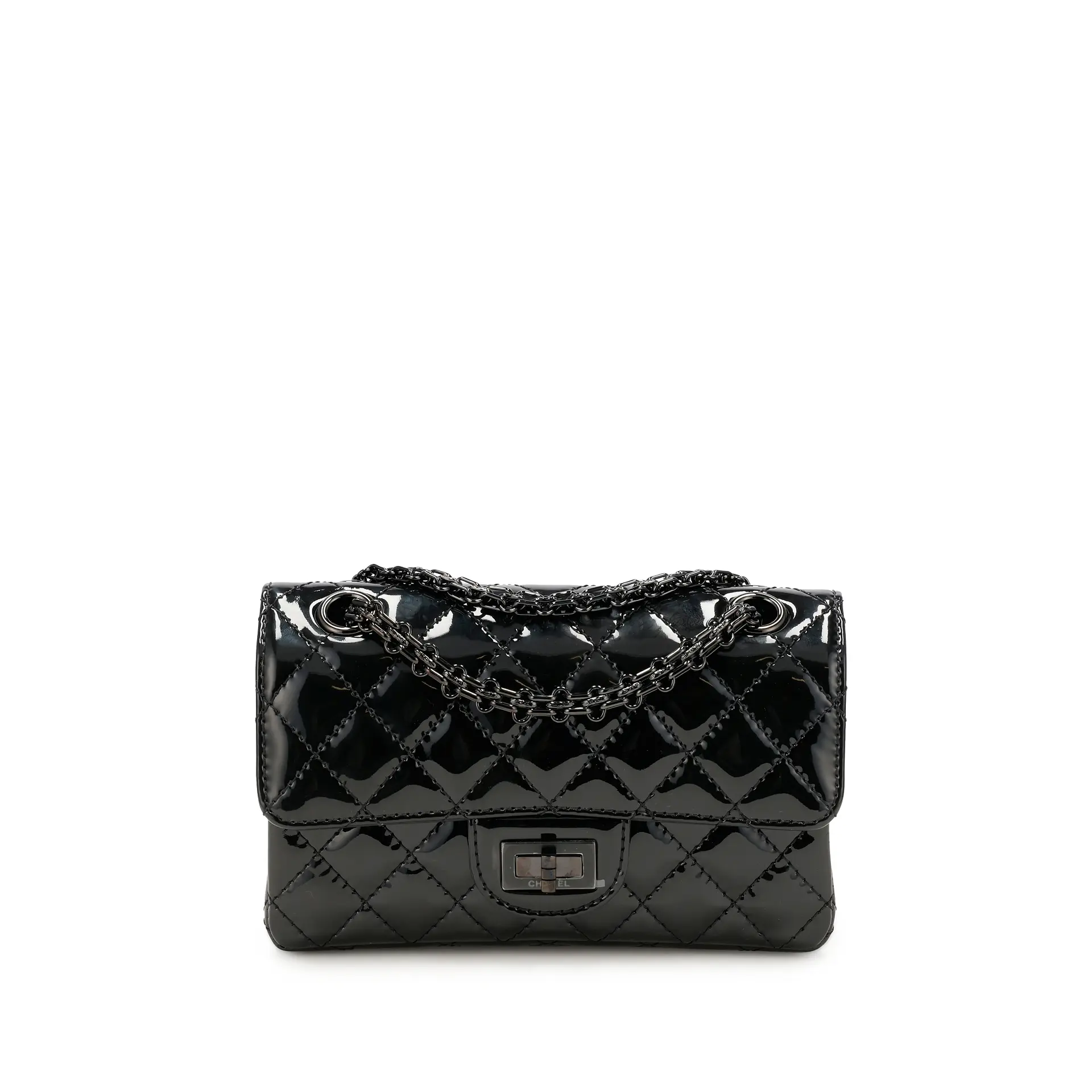 Black Quilted Patent Leather Reissue Mini So Black Flap Black Hardware, 2022
