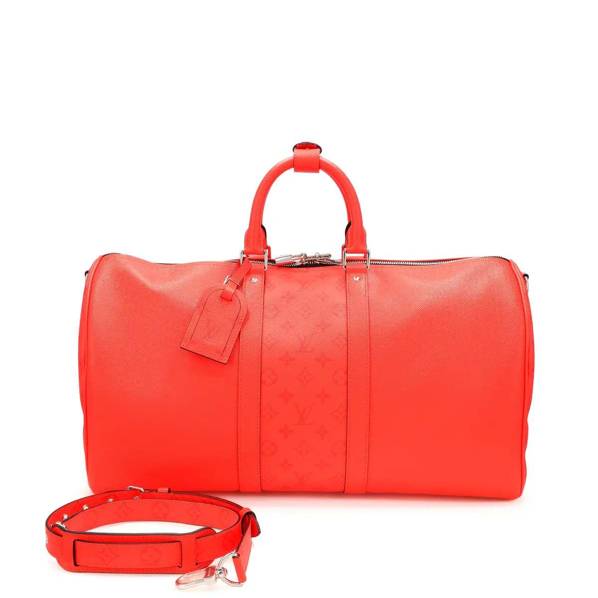 Red Monogram Canvas and Taiga Keepall 50 Silver Hardware, 2021-2022