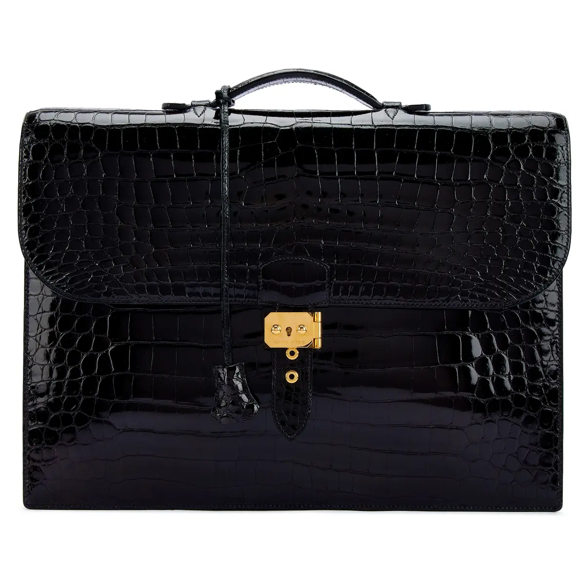 Black Shiny Porosus Crocodile Sac A Depeches 41 Gold Hardware, 2001