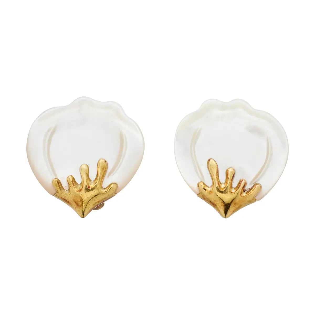 Gold and Mother of Pearl Earclips