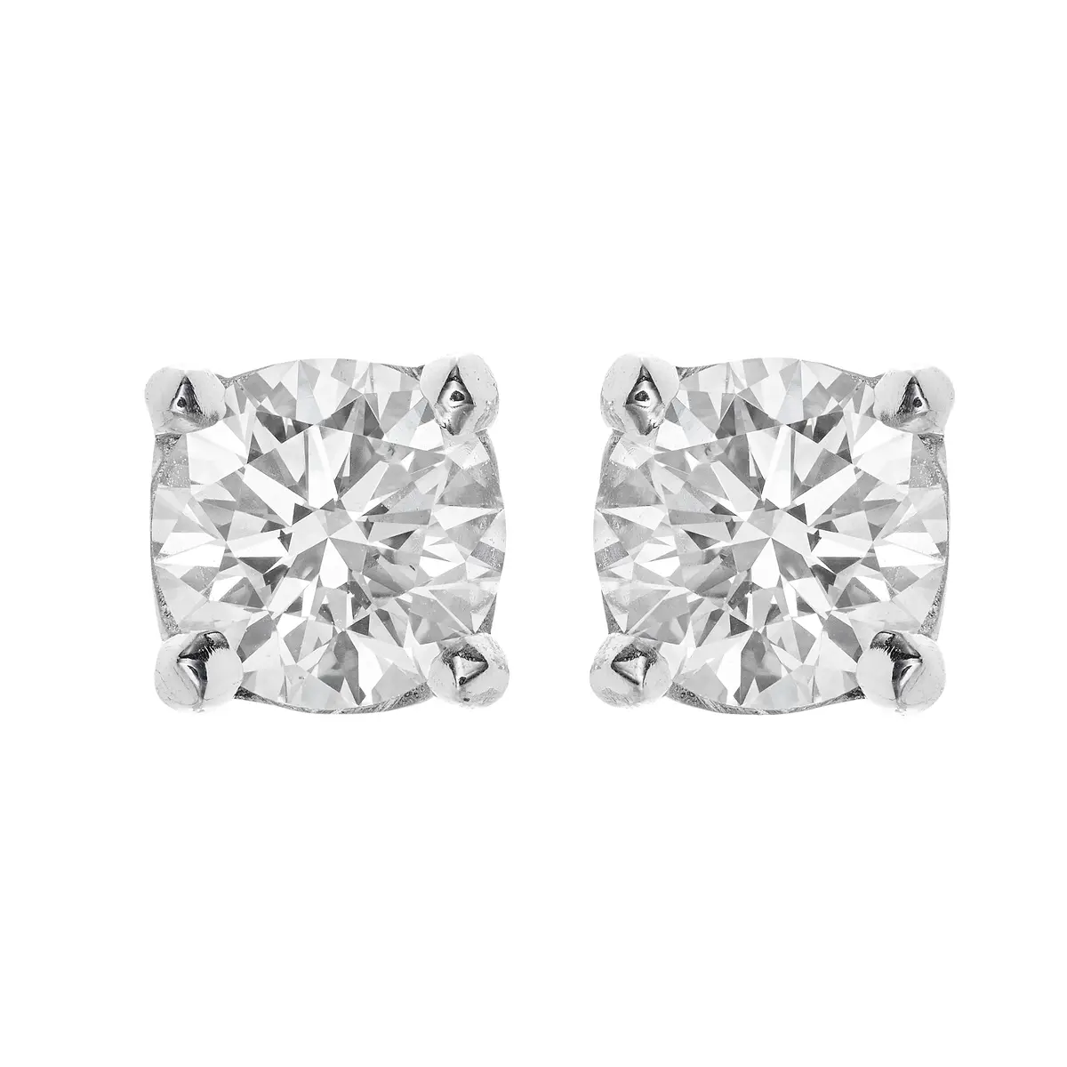 Platinum and 1.20ctw Round Brilliant Cut Diamond Stud Earrings