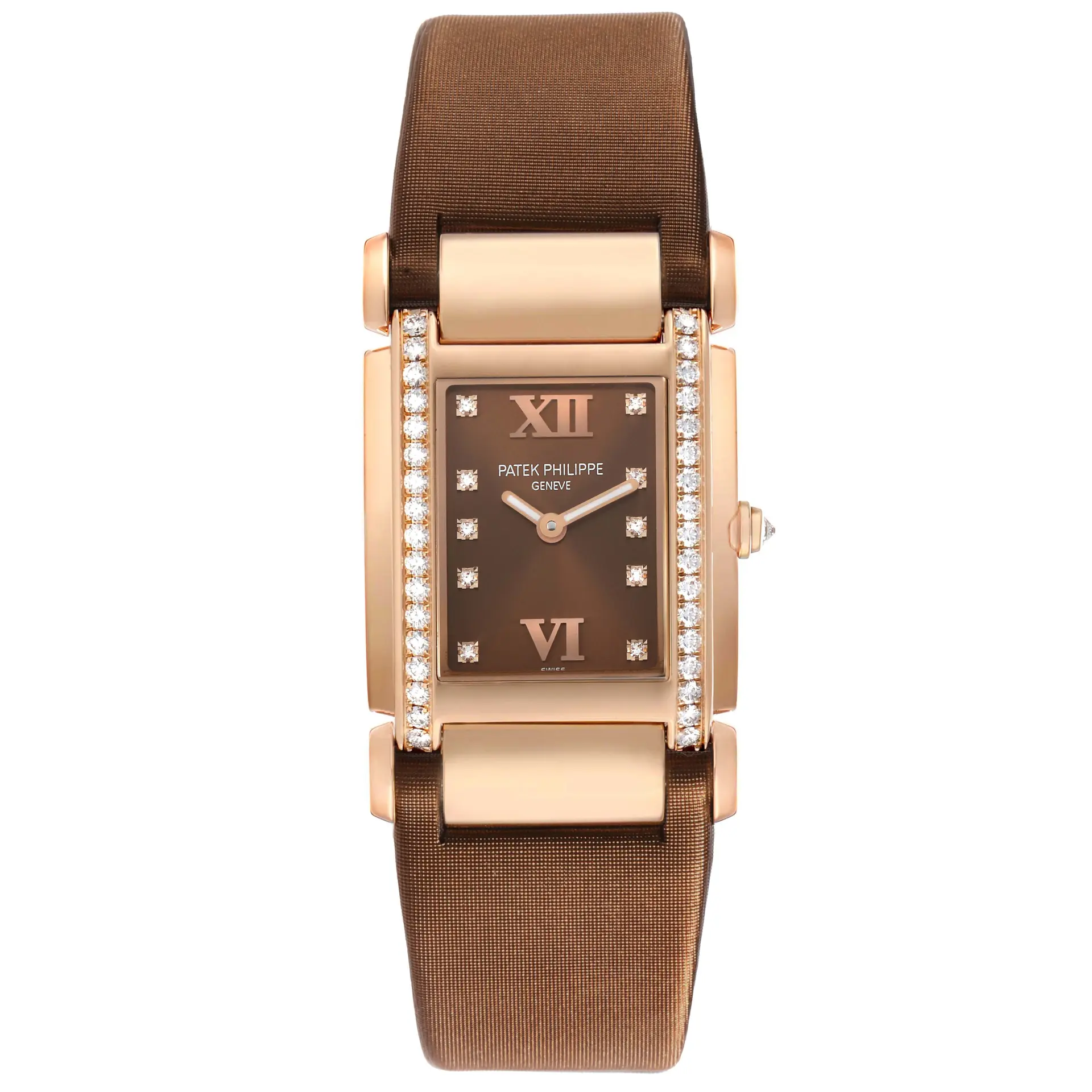 Twenty-4 (Reference 4920R-001). A 30mm rose gold diamond-set quartz wristwatch.