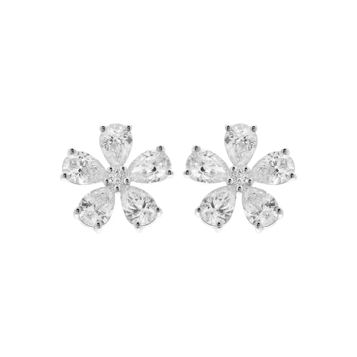 White Gold and 1.95ctw Diamond Floral Stud Earrings