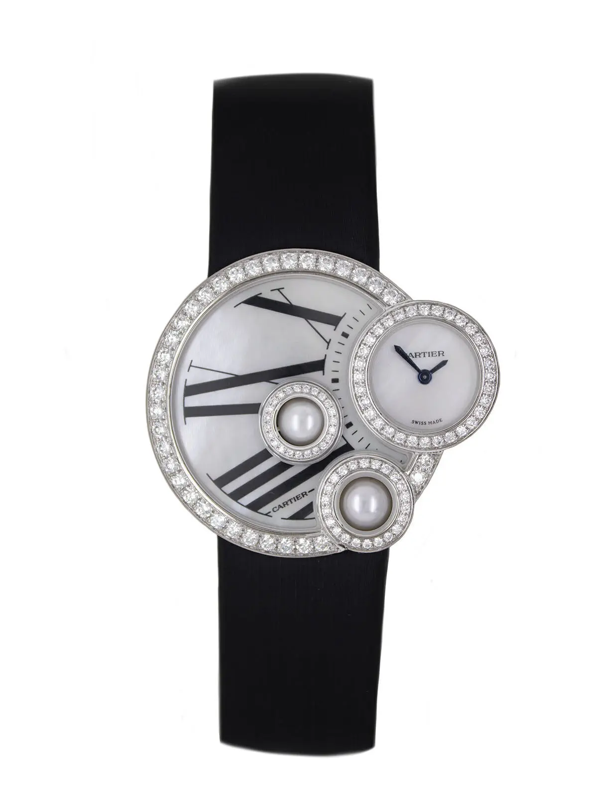 Perles de Cartier (Reference WJ304850). A white gold diamond-set quartz
