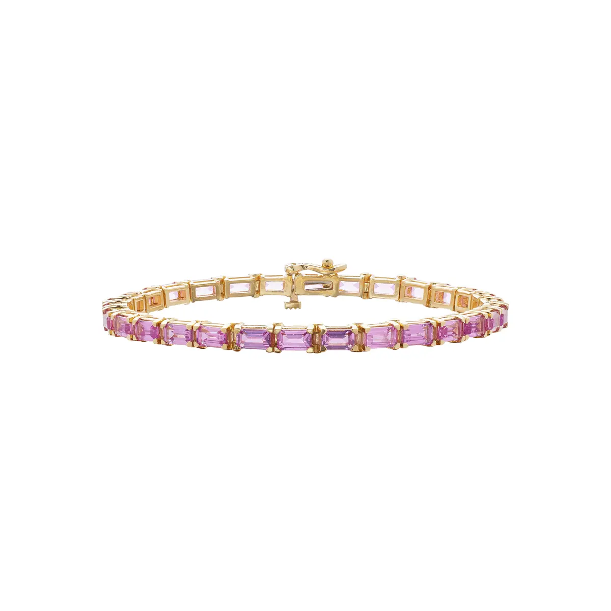 Gold and 10.90ctw Pink Sapphire Tennis Bracelet