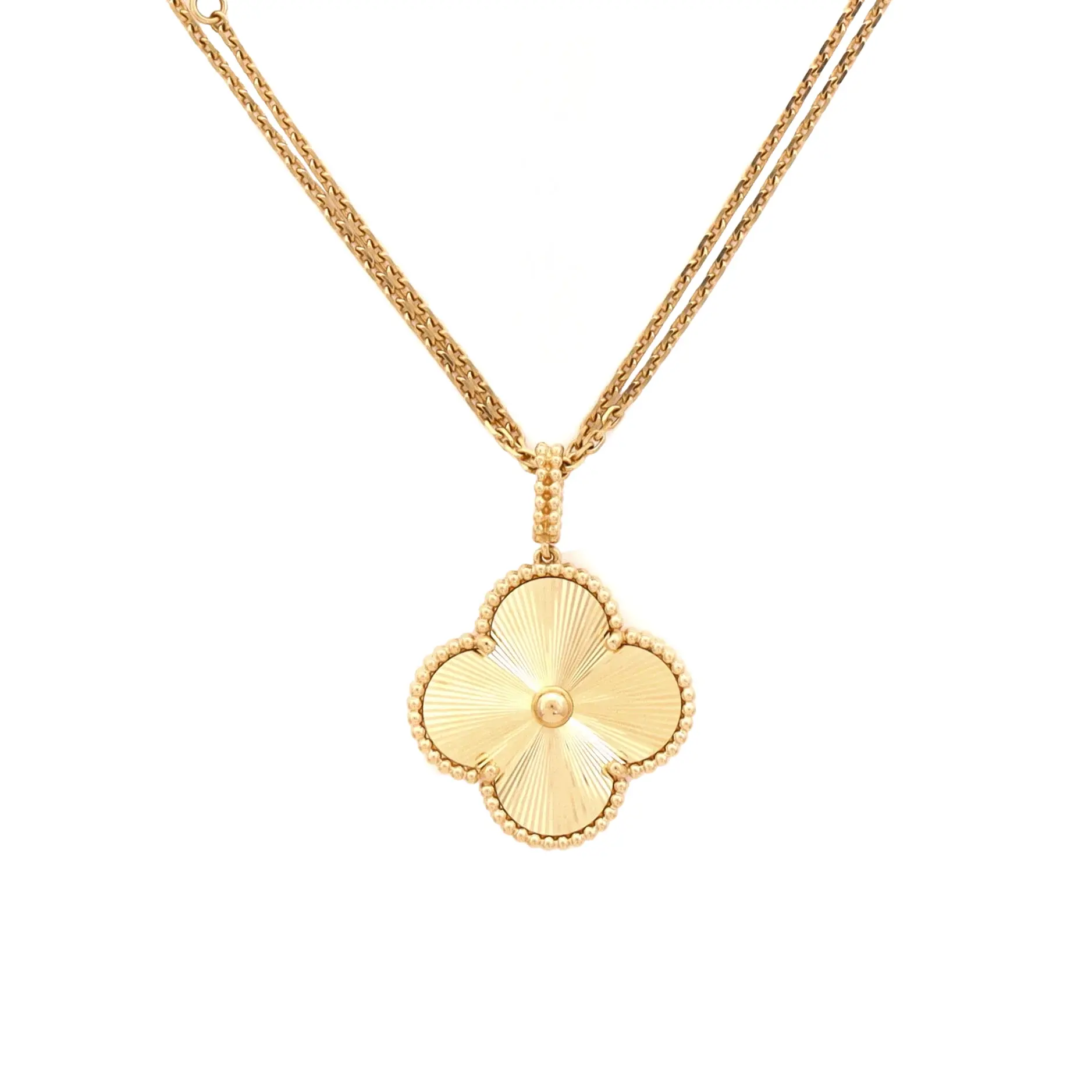 Gold Magic Alhambra Guilloché Pendant Necklace