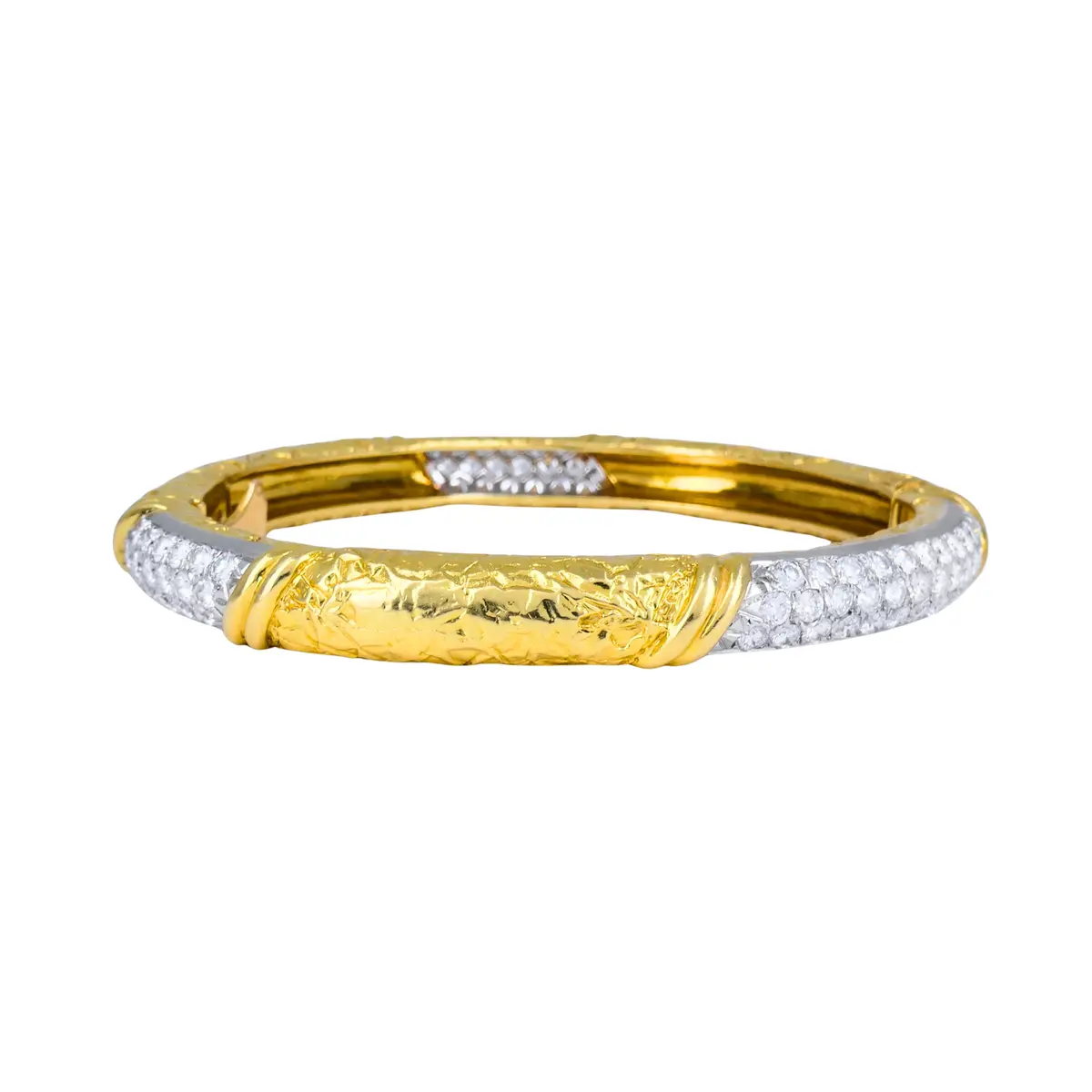 Vintage Gold, Platinum and Diamond Bangle Bracelet
