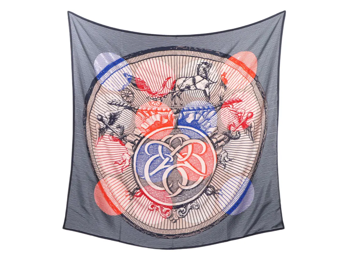 Exceptional Suite et Poursuite Cashmere Silk Embroidered Giant Scarf 140cm