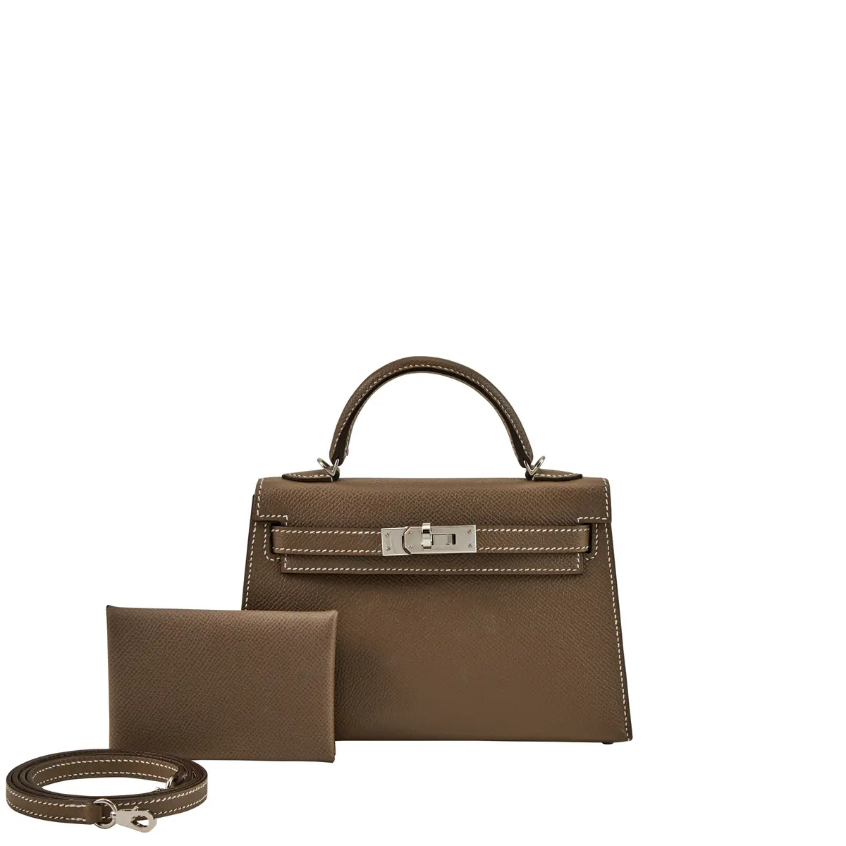 Etoupe Epsom Mini Kelly II 20 HSS Palladium Hardware, 2019 and Etoupe