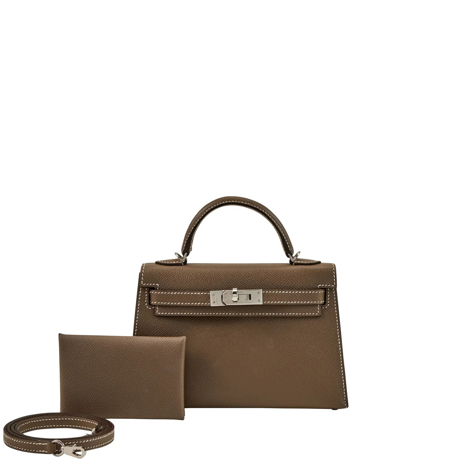 Etoupe Epsom Mini Kelly II 20 HSS Palladium Hardware, 2019 and Etoupe