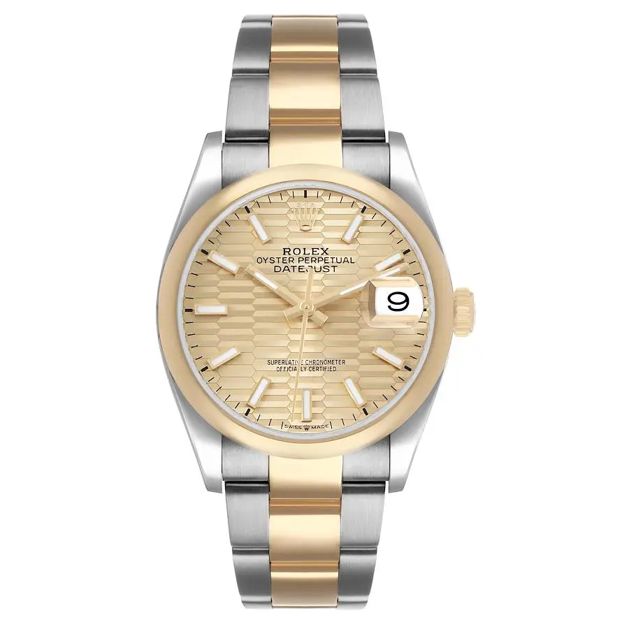 Datejust (Reference 126203). A 36mm yellow gold stainless steel automatic