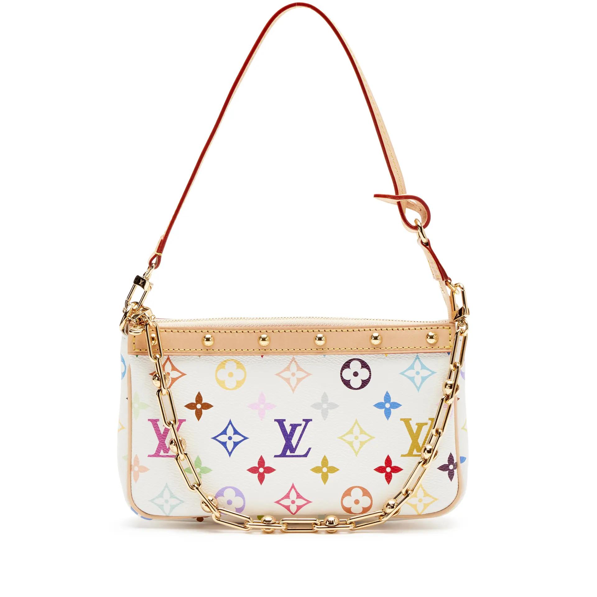 Takashi Murakami White Multicolore Monogram Coated Canvas Pochette