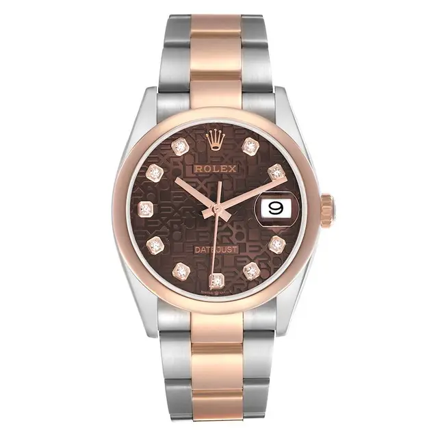 Datejust (Reference 126201). A 36mm rose gold stainless steel diamond