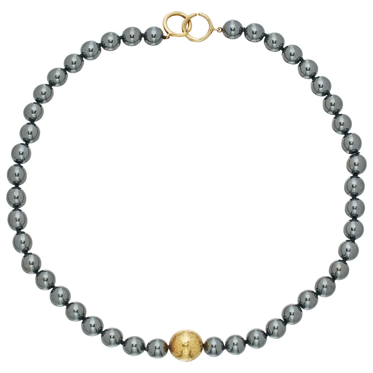 Vintage Gold and Hematite Bead Necklace